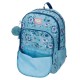 Mochila Escolar Adap. 46cm 2C c/ Carro Movom WILD FLOWERS Azul | Ref. 186.27526T1