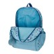 Mochila Escolar Adap. 46cm 2C c/ Carro Movom WILD FLOWERS Azul | Ref. 186.27526T1
