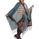 ANEKKE Poncho c/ Franjas para Senhora Azul / Bege | Ref. 280.41284-031