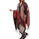 ANEKKE Poncho c/ Franjas para Senhora Bordô / Bege | Ref. 280.41284-032