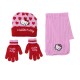 Conjunto Gorro, Luvas e Cachecol HELLO KITTY Rosa/Vermelho | Ref. 299.2200010589