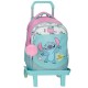 Mochila Escolar 42cm 3C c/ Carro STITCH Little Destruction Azul | Ref. 186.34724V1