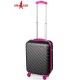 Mala/Trolley de Viagem Cabine 4 Rodas Spinner 55cm JOHN TRAVEL Preto/Fuchsia - Ref. 225.382001